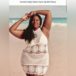Hollister White Crochet Halter Swim Coverup